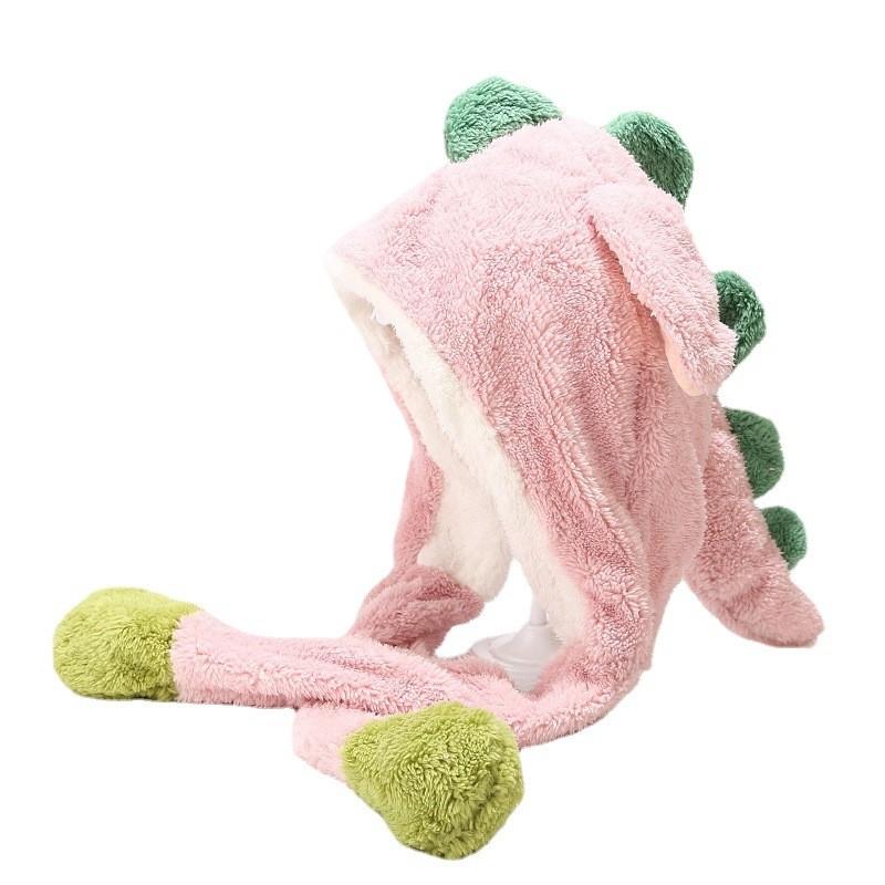 Dinosaur Plush Hat With Ears For Kids Warmth And Wind Protection