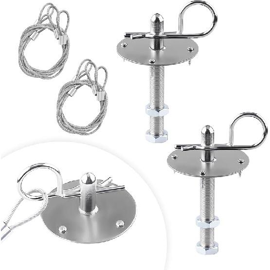 2 PCS Stainless Steel Car Hood P Kit, Quick Release Hood Cover Pin Lock Appearance Kit With Racing Lanyard, Universal Engine Bumper Bonnet Pin For