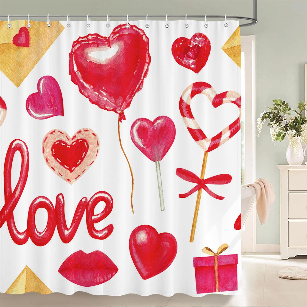 Romantic Pink 3D Shower Curtains Girls Bath Printing Bathroom Shower Curtain Waterproof Polyester Fabric Bath Curtain Decoration