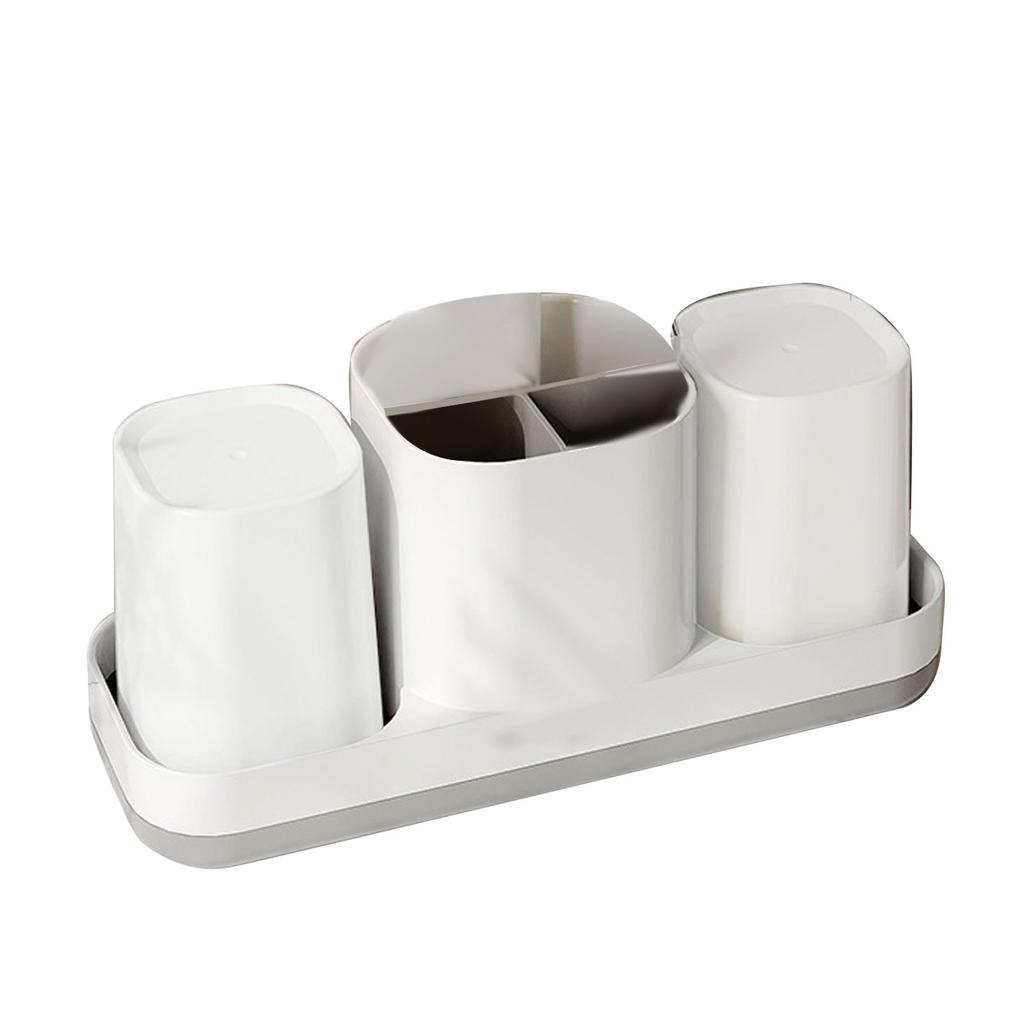 Toothbrush Holder, Toothpaste Storage Container, Bathroom with 3 Compartments, Storage Tray for Electric Toothbrushes and Dental Supplies