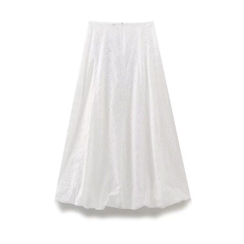 Women's Clothing Fashion Style Cut Out High Waist Bubble Skirt Embroider