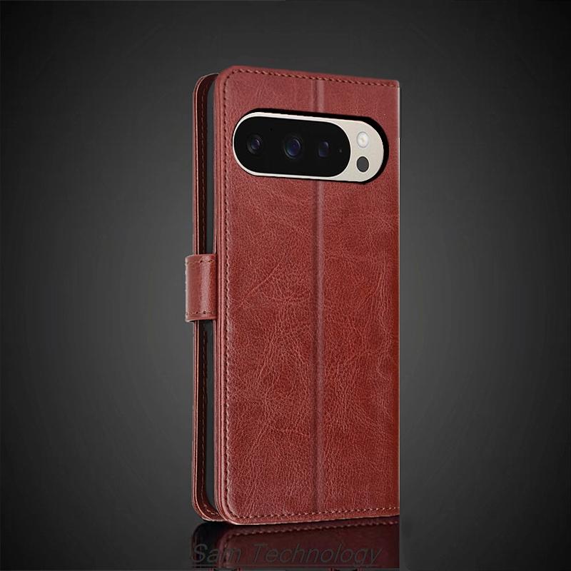 Kartenhalter Hülle für Google Pixel 9 Pro 9Pro 6.3" PU Leder Klapphülle Retro Brieftasche Handyhülle Business Fundas Coque