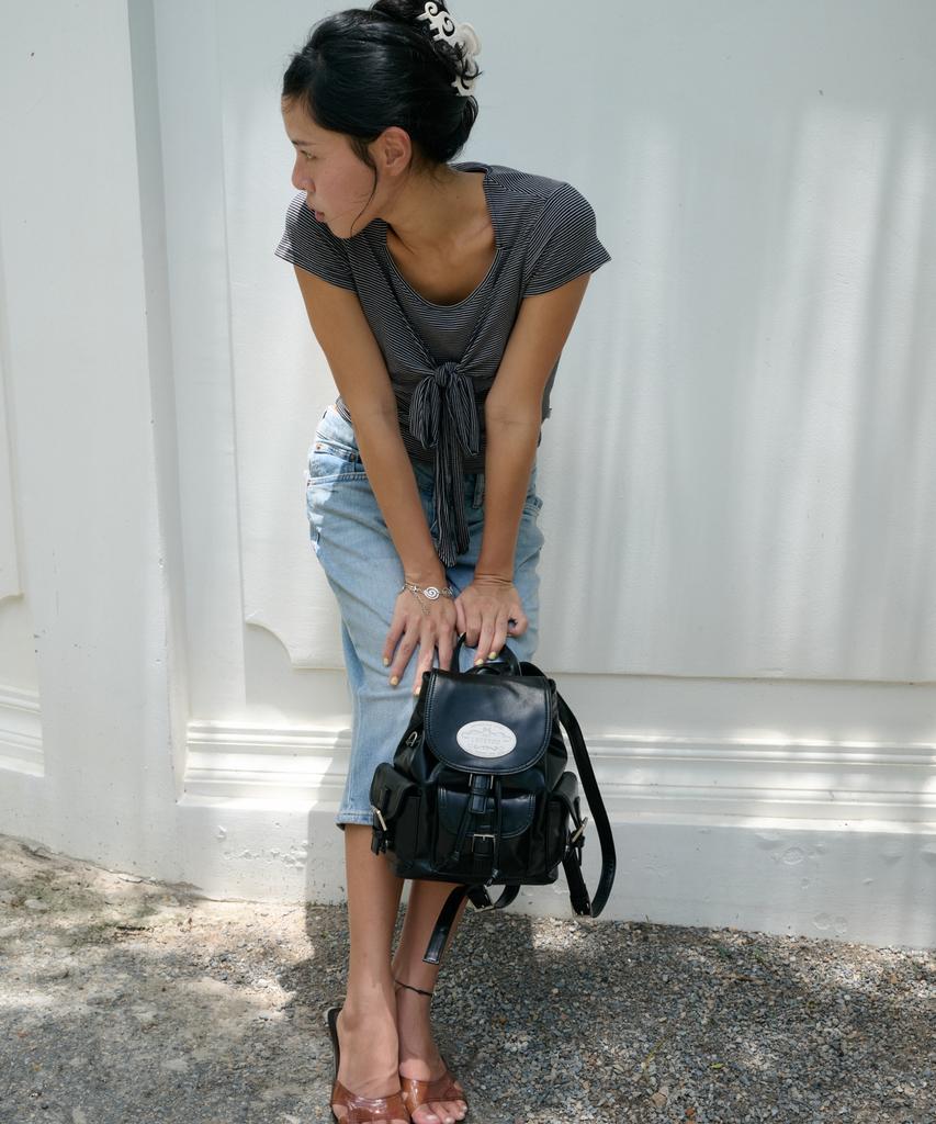 Lotsyou [Leather] Nostalgia Twinkle Backpack Black