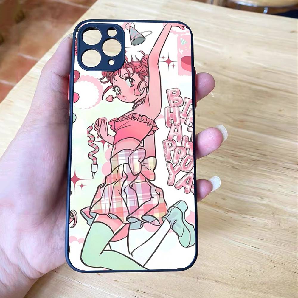 Angel tsundere girl anime cute frosted Shockproof For iPhone 16 15 11 12 13 14 Pro Max X XR XSMAX Mini Phone Case