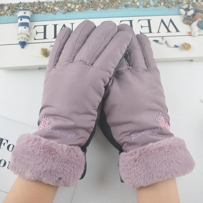 New women's autumn and winter warm fleece and cotton gloves