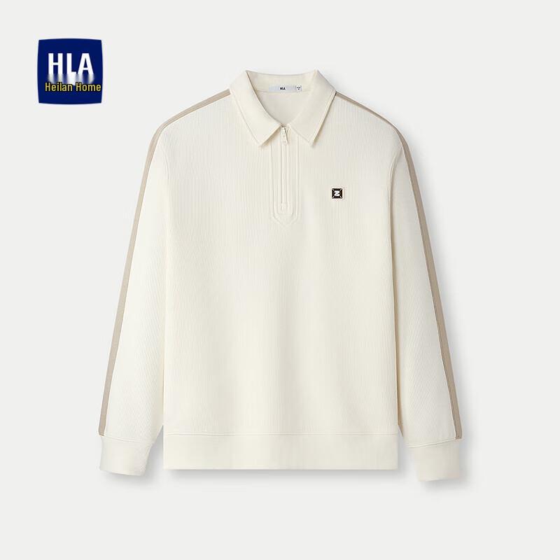 

HLA Men s Color-Block Lapel Sweatshirt with Silicone Logo