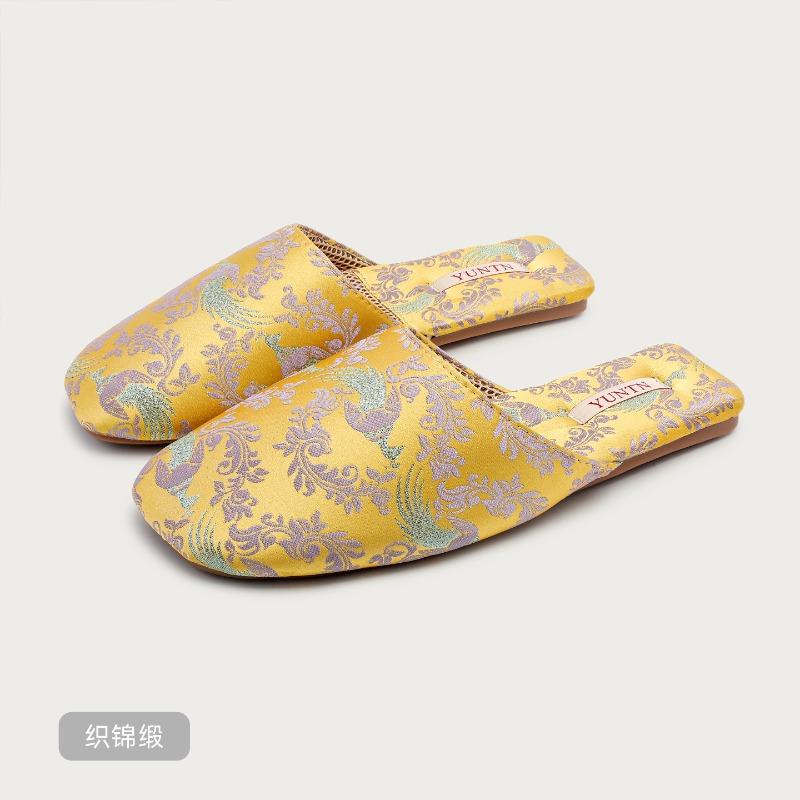

Модные Элегантные Тапочки с Вышивкой в виде Павлина Женские Роскошный Дизайнерский Бренд Обувь Удобные Мягкие Нескользящие Легкие Домашние Тапочки 40-41 жёлтый