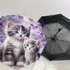 1PC Kittens Flowers Umbrella-8-Rib Reinforced Portable Folding Travel Suitable for All Seasons Outdoor Daily Use  -J0388