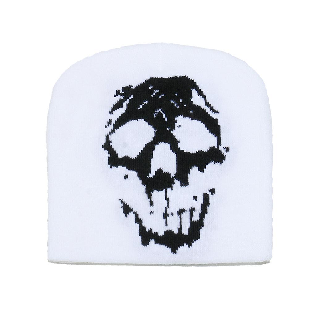 Winter Hat Men's Hip Hop Punk Style Warm Wool Hat Halloween Skull Head Jacquard Knitted Hat Pullover Hat Men's and Women's