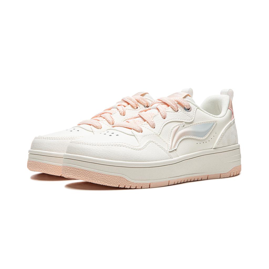 Li Ning Tianji Soft Slip Resistant, Abrasion Resistant, Height Increasing Low top Skateboard Shoes Women's Mist White AGCW068-3