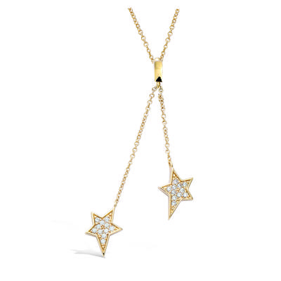 [N5379] - Vergoldete Halskette 'Sterne' Weißgold - 50x9 mm