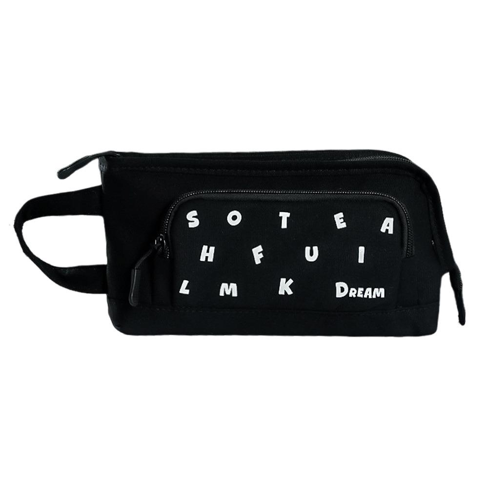 

L-shape Large Opening Pen Bag Large Capacity Stationery Bag Stationery Pouch Back To School Gift чорний