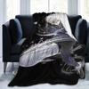 Blaue Anime-Schloss Flanelldecke für Couch Sofa Bett, Heimdekoration, Coole Zeichentrickfigur Leichte Warme Decke für Wohnzimmer