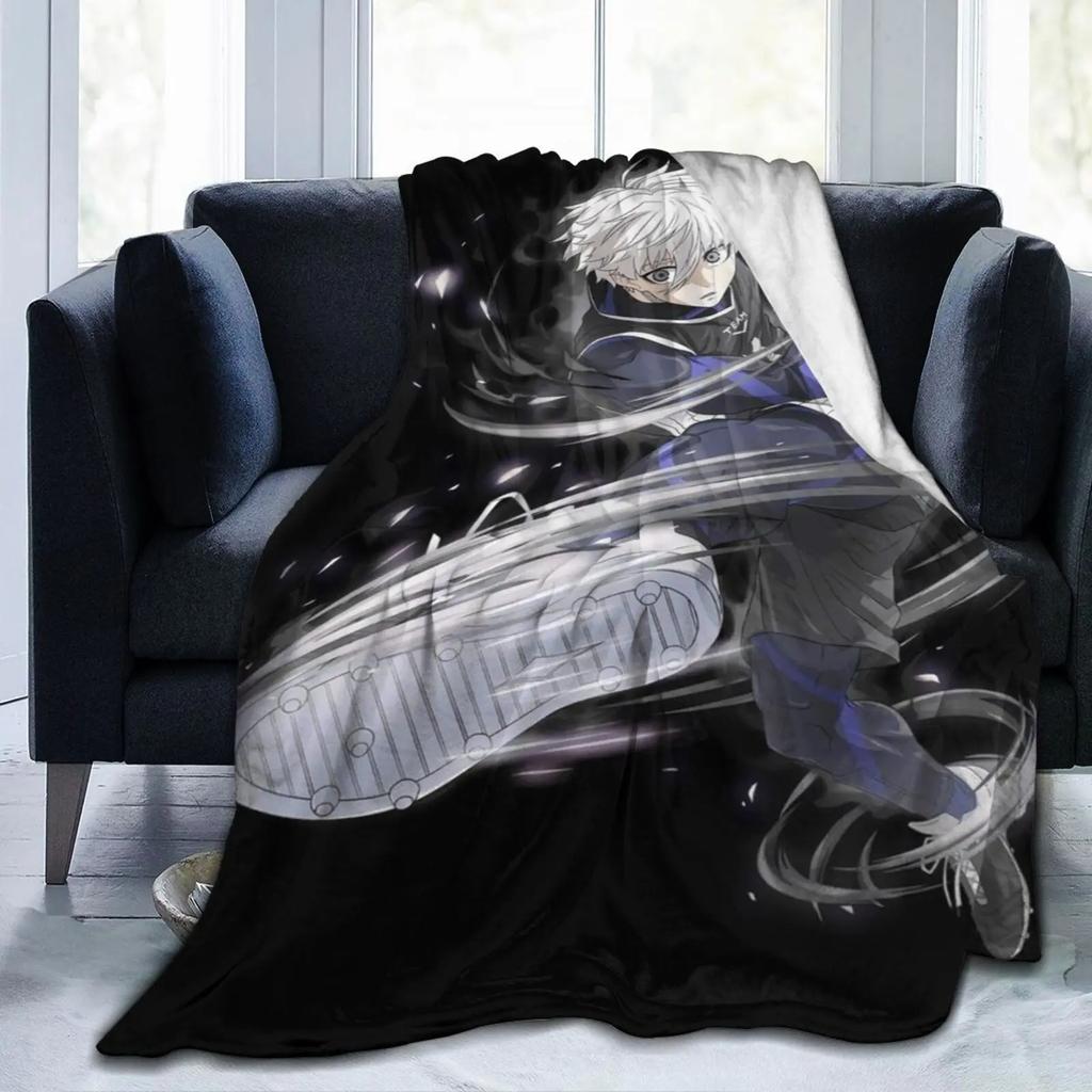 Blaue Anime-Schloss Flanelldecke für Couch Sofa Bett, Heimdekoration, Coole Zeichentrickfigur Leichte Warme Decke für Wohnzimmer