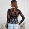 TK2025 Slim Fit Summer Mesh Lace Long Sleeve Top for Women