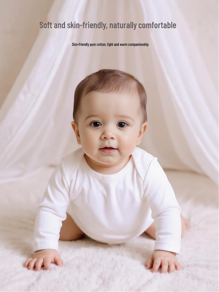 Baby Langarm-Baumwoll-Body mit Bauchschutz für Frühling & Herbst