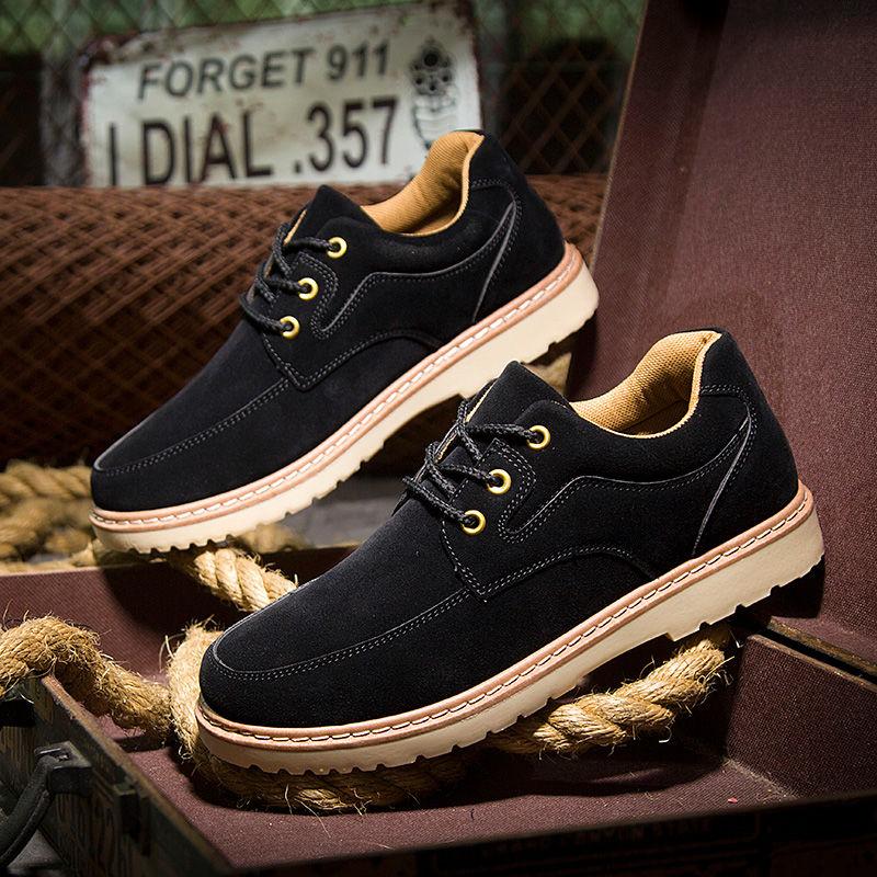 Arbeit Atmungsaktiv Freizeit Schnürschuhe Frühling Herbst Vulkanisierte Schuhe für Herren Schwarze Sneakers Mann Leder Brandneu in Walking Größe 40 44