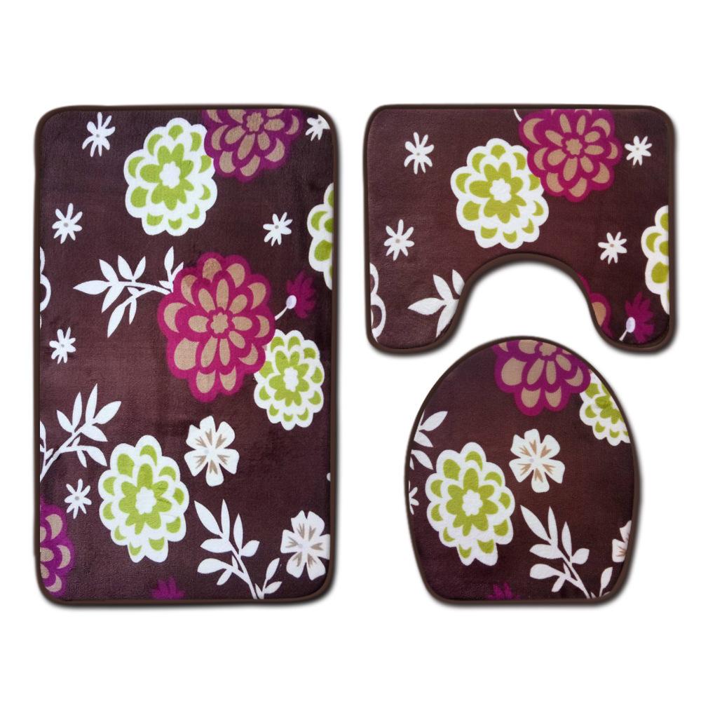 Toilet Floor Mat Three-Piece Door Mat Absorbent Carpet Bathroom Bathroom Non-Slip Foot Mat