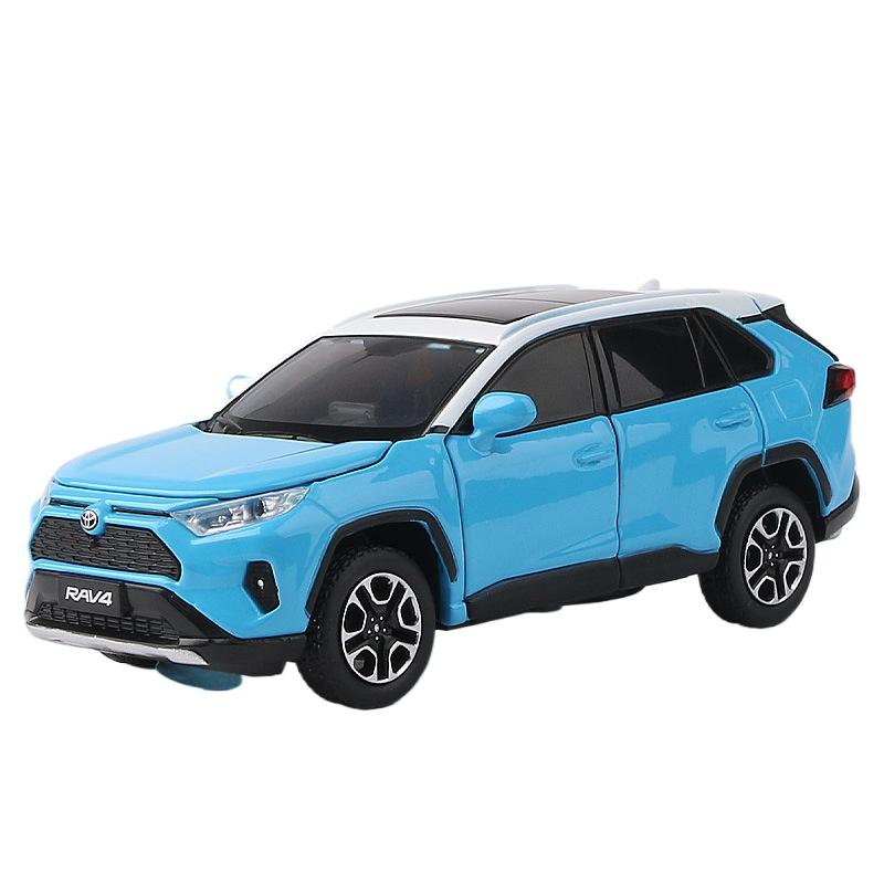 1/32 Toyota RAV4 SUV Off-Road Toy Car, JKM Diecast Metal Model Sound & Light Doors Openable Educational Collection Gift for Boy