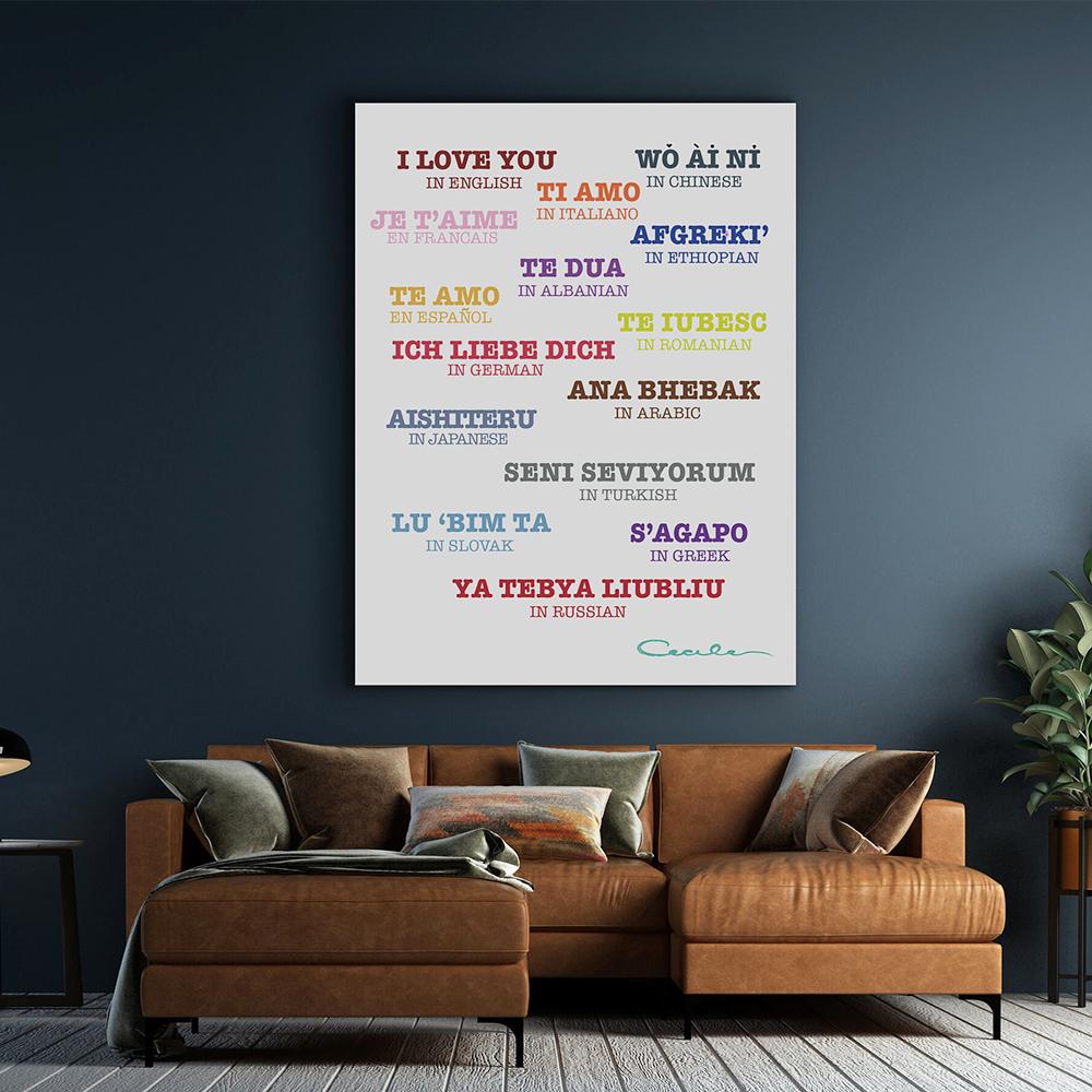 I Love You In 15 Languages Canvas Painting Valentine's Gift Posters and Prints Love Wall Art Pictures for Living Room Home Decor