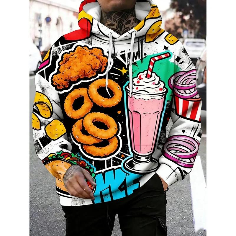 Fashion Versatile Men's Food Printed Hoodie Casual Comfort Hoodies Sweatshirts Men’s