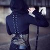 Women Gothic Punk Hoodies Bandage Sexy Vampire Halloween Sweatshirt Crop Top
