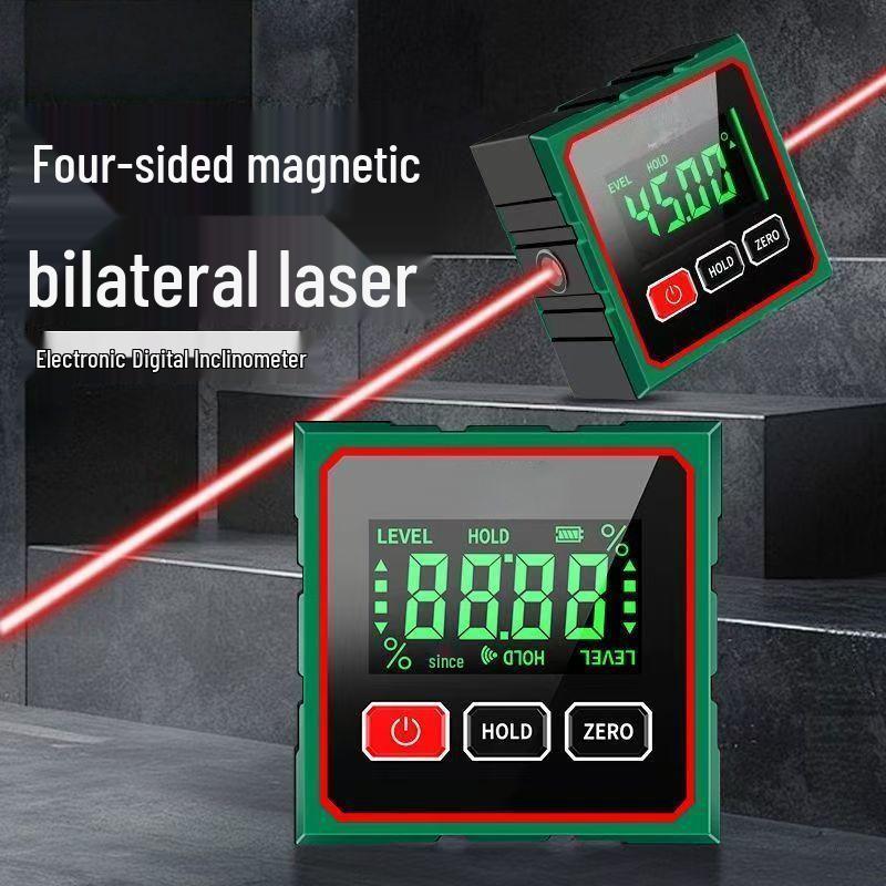 High-Precision Digital Inclinometer with Magnetic Display and Mini Protractor Level