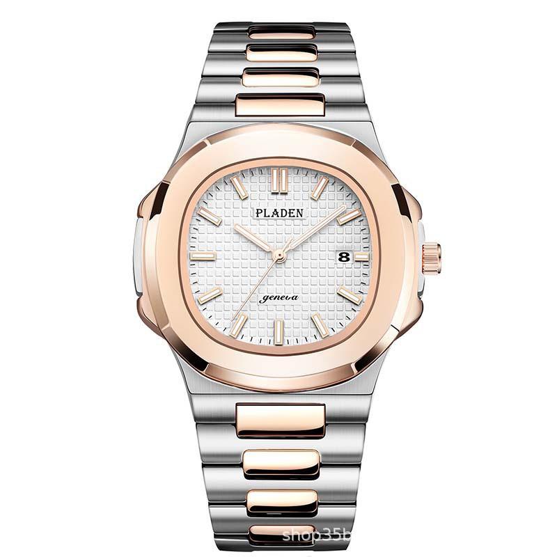 PLADEN Mens Quartz Watch Stainless Steel Waterproof Luminous Casual Sports Wristwatch