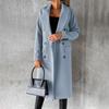 Women's Midi Long Wool Coat Double Breasted Trench Coat Classic Notch Lapel Peacoat Fall Winter Overcoat