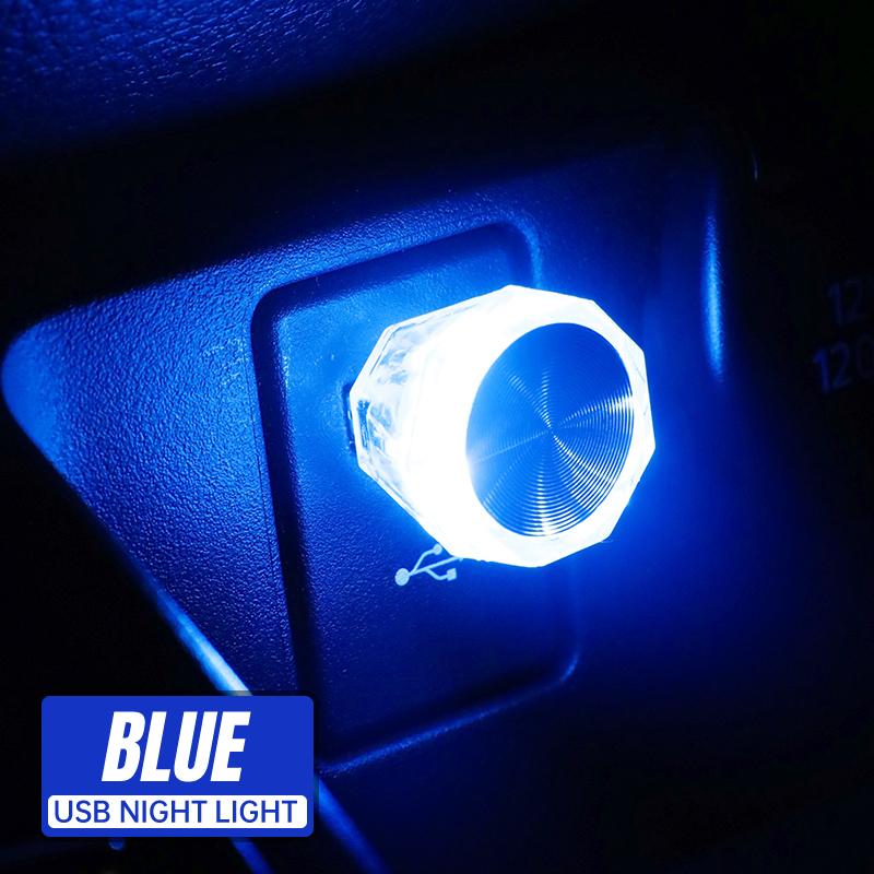 Car Cigarette Lighter USB Atmosphere Light LED Mini Colorful Night Light Wiring-Free Car Interior Lighting Accessories Supplies