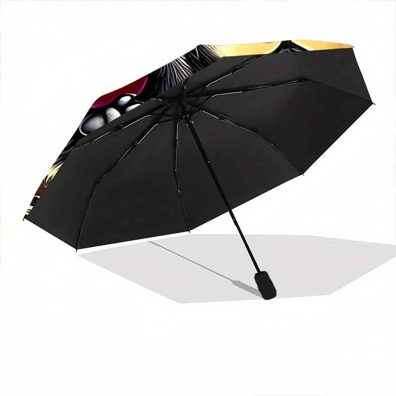 1pc Moon Sky Bat Pattern Automatic Umbrella is Fashionable and Good-Looking, a Portable 3-Fold Umbrella, Suitable for Travel and Daily Use,