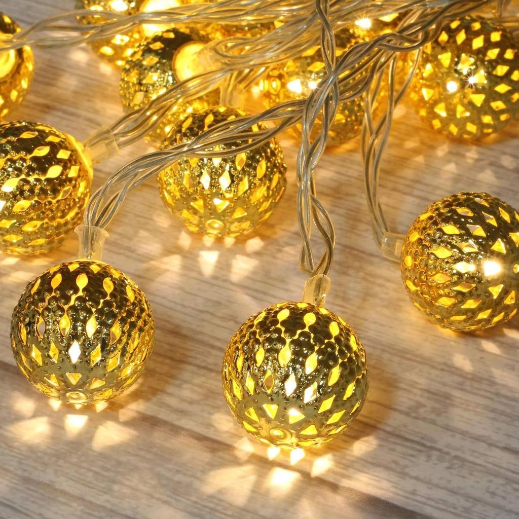 Metal Ball Light for Decoration - 3.8 Meter, Moroccan Ball Light, Led Light for Home Decoration, String Light for Decoration