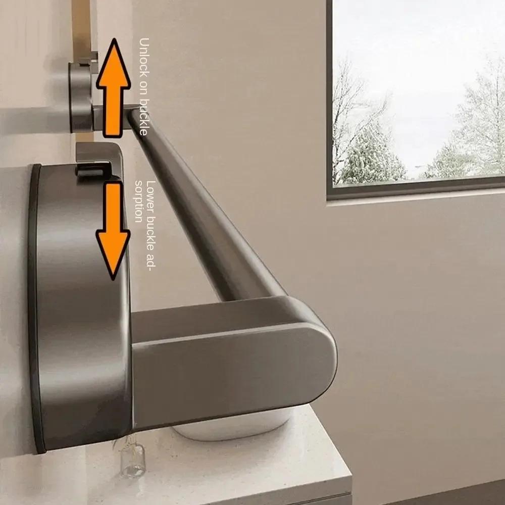 Wall Mounted Suction Cup Towel Rack Punch Free Durable Bath Towel Storage Rack No Drilling Single-rod Bathroom Storage Rack