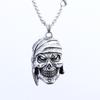Personalized skull titanium steel pendant pirate bandana shape distressed craft skull pendant trendy necklace ornament