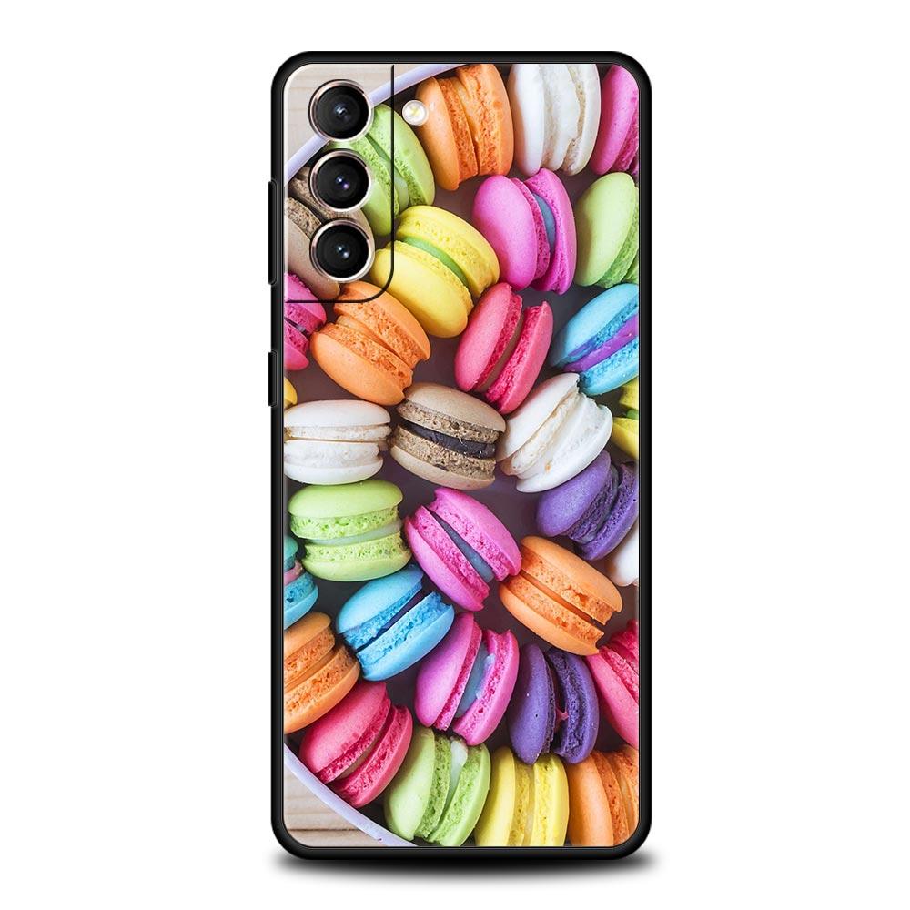 Cute Macarons Dessert Case For Samsung Galaxy S22 S21 S20 Ultra FE 5G S24 S9 S10 Plus S23 S10E Silicone Phone Cover