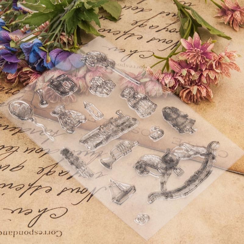 Kids Toy Theme Clear Stamps Background Silicone Stamp for Card Making Scrapbooking Journal Planner Album Decoration