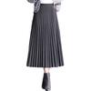 Tuten Pleated Knit and Warm for and Winter Women's Skirt, Long, Solid, High-Waisted, Slimming, Flattering, Soft, Spring, Autumn, (Gray-L)