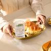 Stainless Steel Serving Plates 10 Inches Dinner Dishes Metal Camping Plate for BBQ Snack Golden