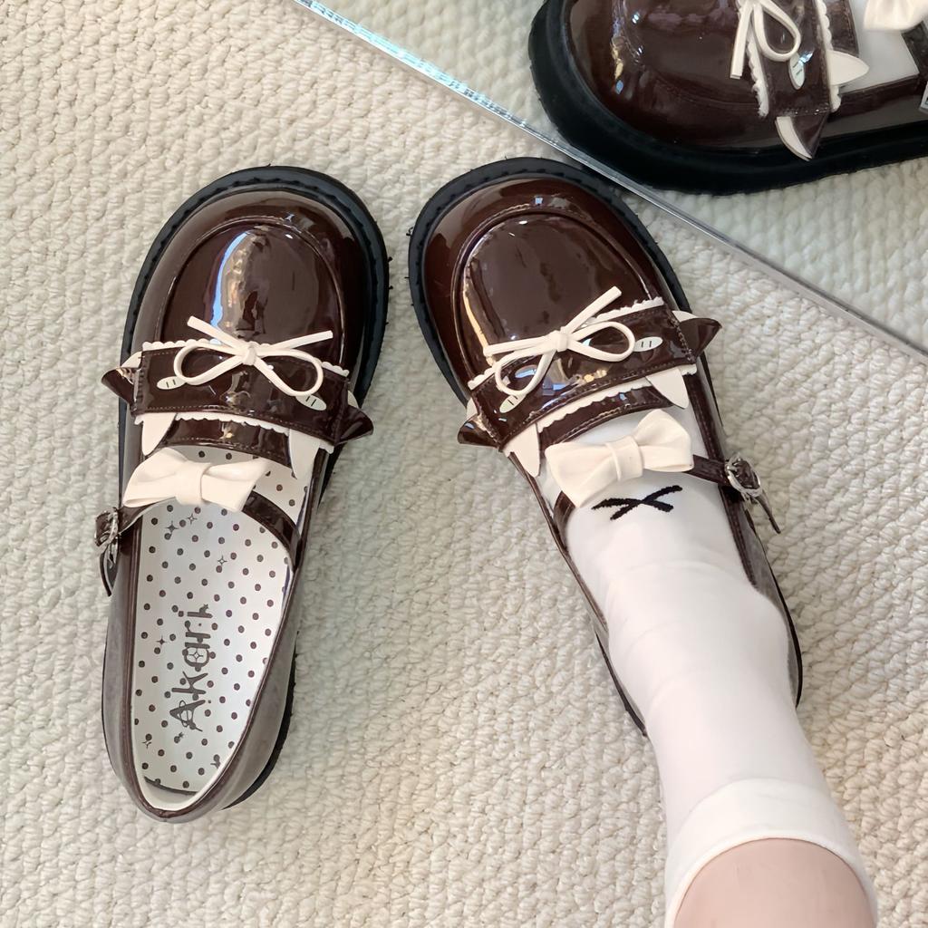 Small leather shoes women's spring and summer 2025 new bow Japanese British style platform French Mary Jane single shoes