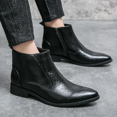 2024 Herbst Neue Herren Britischer Stil Spitzlederstiefel Hoher Reißverschluss Lederschuhe Große Größe 38-48