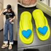 Fashion Rainbow Color Flip Flops Women Outwear 2025 Summer New Heart Beach Soft Sole Slippers Indoor Paltform EVA Home Wear Women Shoes