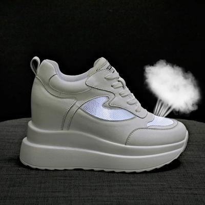 Wedge Heels Women Sneakers Leather Walking Shoes Internal Height Increase 10cm Female Casual Shoes Autumn New Women Shoes Plush