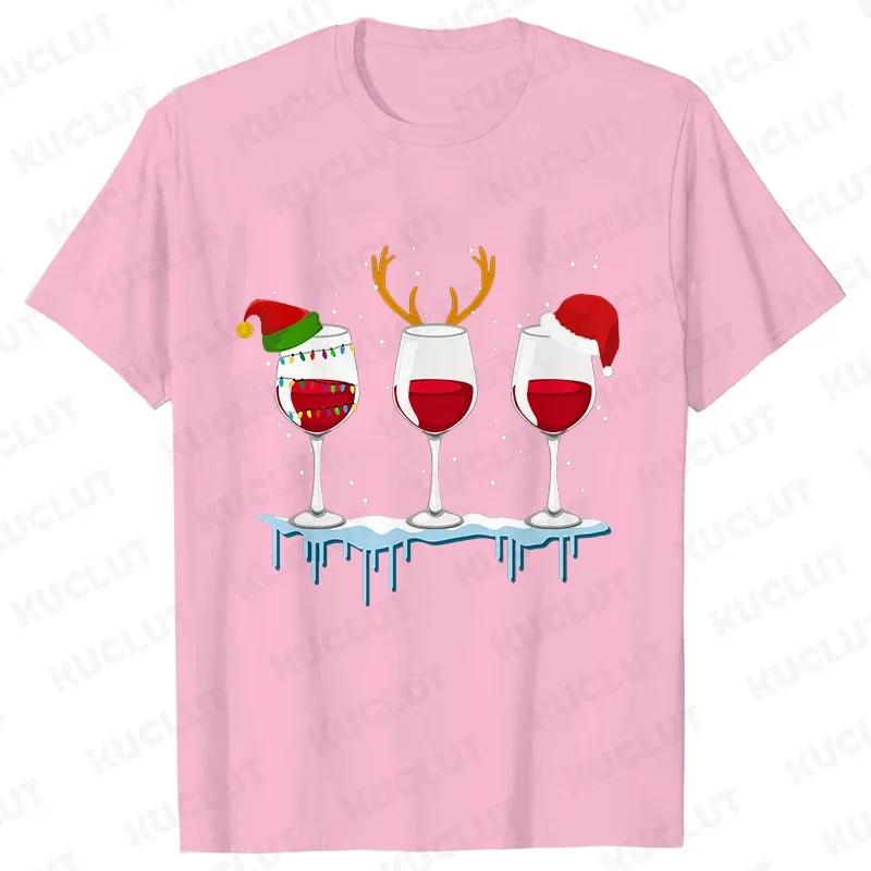 Christmas Wine T Shirts for Women Clothing Funny Cartoon Tshirts Kawaii Fashion Tshirt Tops Harajuku Womens YK Clothing