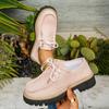 Woman Loafers Casual British Thick Heel Shoes Round Toe Rubber Outsole Sneakers Women Retro Autumn Large Size Shoes Ladies