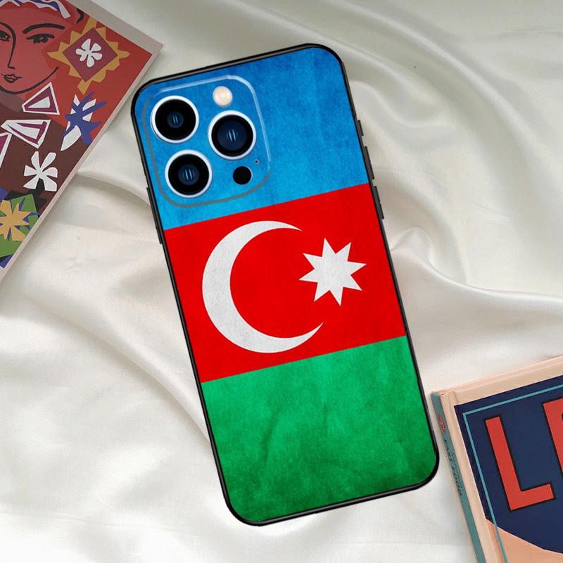 Azerbaijan Flag Coat of Arms Phone Case For iPhone 16 15 14 12 11 13 17 Pro Max 15 16 Plus 13 Mini 16e 17 Air Funda Cover