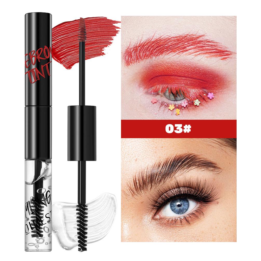 QIBEST Gekleurde Wenkbrauwgel Mascara Langhoudend Waterdicht Bruine Kleuring Wenkbrauw Sculptuur Lijm Rode Paarse Wenkbrauwcrème Make-up Voor Vrouwen red