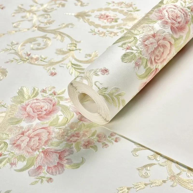 Flower Pattern Self-adhesive Wallpaper Thickening 3D Emboss Wall Stickers Restaurant Kitchen Bathroom Background Home Decoration