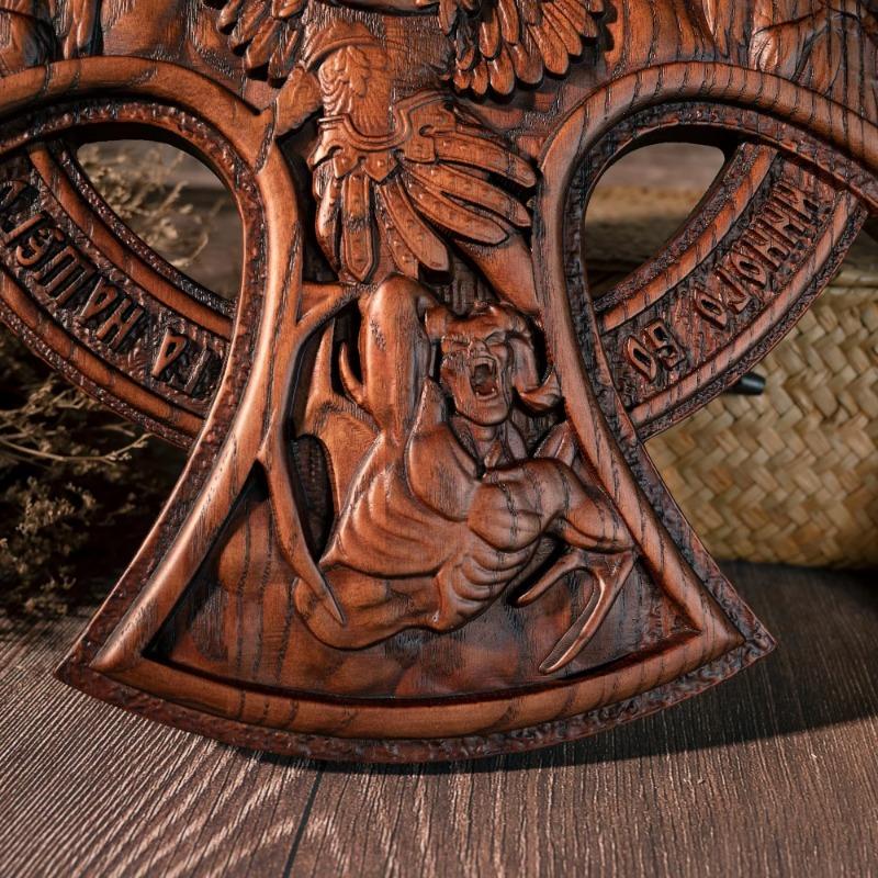 Orthodox Archangel Cross home wall decoration, wood carving, table decoration, St. Michael's Church decoration, Christian gift