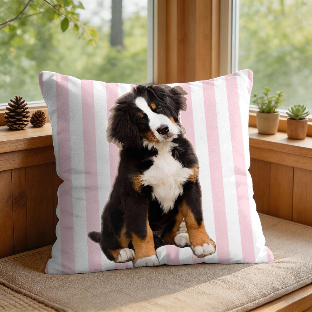 Simple Striped Marine Dog Cushion Cover Square Short Plush Pillow Case Living Room Sofa Home Decor Funda X