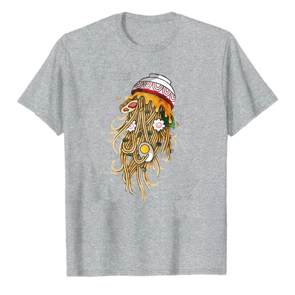 Ramen Jellyfish Shirt Kawaii Tee Funny Jellyfish Noodle T-shirts Funny Foodie Ocean Tee Japanese Noodles High Quality Cotton Top